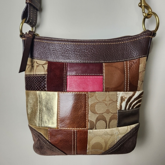 Coach Limited Edition Patchwork Crossbody Bag Mixed Leathers Authentic - Picture 4 of 16